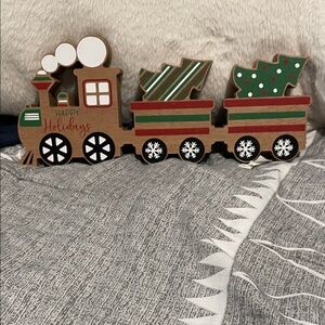Festive Wooden Holiday Train Decor